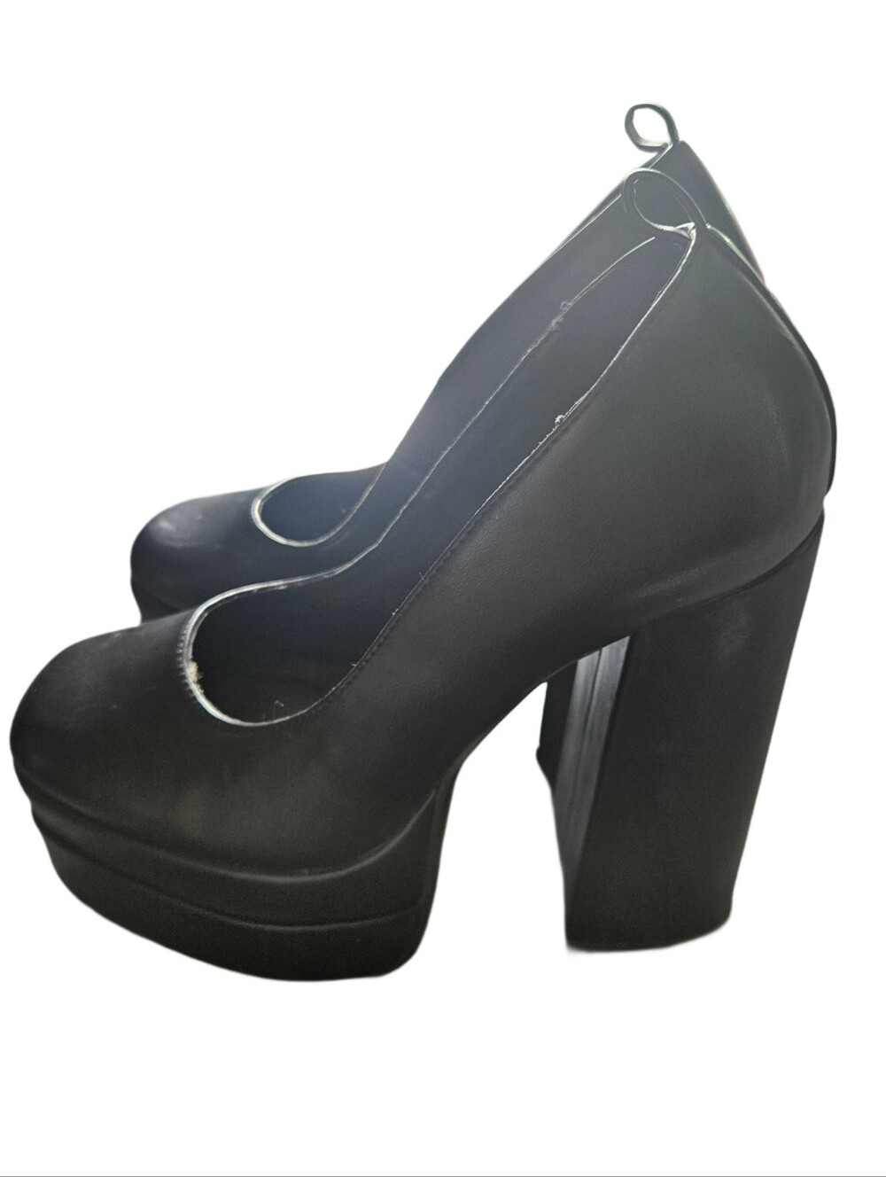 Dream Pairs Black Chunky Double Platform Pumps Square Toe Block Heel Size 8.5 - Picture 8 of 9